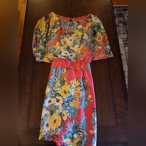 women size 14 colorful tropical flower print dress